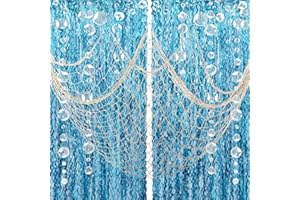 ZERODECO Natürliche Fischnetz Party Dekorationen, Fischnetz mit Fransen Vorhang und Blase Girlanden für nautische Dekoration Pirate Party Kinder Geburtstag unter der Meer Party Meerjungfrau Dekor