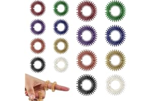 TWEOZEK 16Pack Spiky Sensory Finger Rings Metal Acupressure Rings,Stress Relief Fidget Sensory Toys Fidget Rings Silent Finger Massage Roller for Kids Adults Stress Relief Anxiety Focus Autism (B)