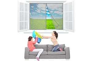 TOPZXL Moustiquaire de Fenêtre Magnétique 160x120 cm Moustiquaire Fenêtre Fenetre, Rideau de Fenêtre Anti Moustique en Durable Maille polyester - Gris Z