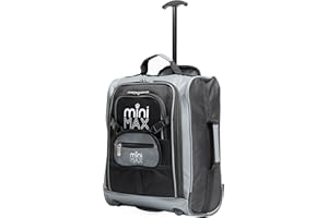 Aerolite MiniMAX Valigia Per Bambini EasyJet 45x36x20 Dimensione Max Trolley A Mano 30L Sotto Il Sedile Trolley Zaino Bagaglio A Mano Junior con 2 Anni Di Garanzia (Nera)
