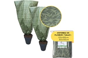 JARDEN© Lot 2 Housses Hivernage 80x100cm Résistante et Facile à Installer- Design Feuillage Vert en Polypropylène Non Tissé Grammage 60g/m² - Voile Hivernage Arbre et Arbuste Contre le Froid et le Gel