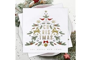 HAKIWINA Servietten Weihnachten, 40Stück Tischdeko Weihnachten Party Papierservietten Weiß mit Baum Weihnachten Tisch Dekoration Dekorativ Einweg Servietten für Silvester Winter Feiertag Geburtstag 33x33cm