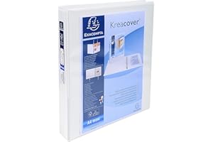 Exacompta 51946E Segregator 4 ringowy Kreacover A4+ grzbiet 90 mm, wykonany z tworzywa sztucznego PP segregator pierścieniowy teczka na dokumenty segregator na dokumenty 1 sztuka kolor biały