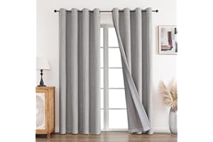 ‎CUCRAF CUCRAF Gardinen Leinenoptik blickdichte vorhänge mit Ösen Wohnzimmer Schlafzimmer,Verdunklungsvorhänge Leinen Vorhang blickdichte Grauweiß H245 x B140 cm 2er Set,Thermovorhang verdunkelungsvorhang