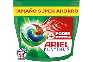 Ariel PODs Platinum, Detergente Líquido En Cápsulas + Poder Quitamanchas Cápsulas, 44 Lavados