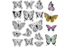 CRASPIRE Butterfly Rubber Stamps Vintage Transparent Clear Stamps Butterflies Specimen Silicone Seals Stamp for DIY Scrapbooking Photo Album Decorative Cards Making Stamp Journal Decor
