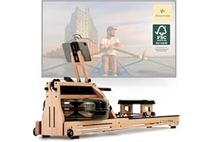 ‎SPORTPLUS SportPlus Rudergerät für Zuhause Wasser - Wasserrudergerät Designed in Germany FSC®-Zertifiziert - Rudergerät Wasser klappbar Robustes Eichenholz - Premium Rudermaschine Holz bis 180 kg & 200 cm