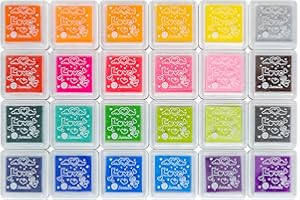 ANCWZOZ Ink Pad, 24 Colors Finger Washable Craft Ink Pad for Kids Stamp, 1.18X1.18''