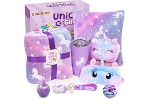 ‎TACOBEAR Tacobear Einhorn Geschenke für Mädchen 5 6 7 8 9 10 11 Jahren Einhorn Kuscheldecke Leuchtend Kissenbezug Edelstahl Thermosflaschen 500ml Badebomben Umhängetasche Augenmaske Geburtstag Geschenk Mädchen