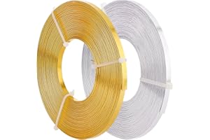BENECREAT 20 m 5 mm hilo de joyería plano ancho de hilo de artesanía flexible de plata y oro para bisel, fabricación de anillos de pendientes