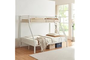 [neu.haus] Etagenbett Sortland Kinderbett Jugendbett Hochbett mit Leiter und Zwei Liegeflächen 90x200cm und 140x200cm Metall Weiß