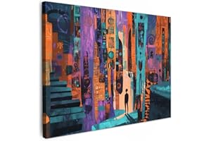 MuchoWow© Canvas Wall Art 16"x12" / 40x30 cm Decor Hanging Pictures for Living Room Canvus Artwork Deco Walls Abstract - Figures - Colorful