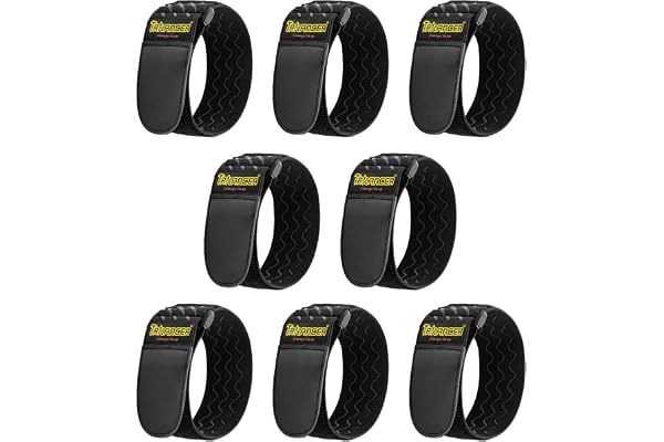 Trilancer Elastiska Spännband med Anti-glid-silikon, 30 cm x 5 cm (8-pack) Tåliga Spännremmar med Kardborreband för Kablar, Sladdar, Rep, Slangar, Cykel, Husbil, Strumpeband