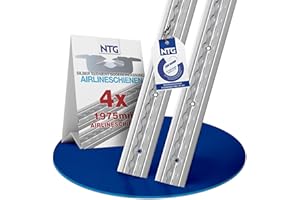 NTG Lot de 4 rails aéronautiques en aluminium, 2 m, à encastrer, escamotables comme profilé de sol, avec trous, 1975 mm (total 8 mètres)