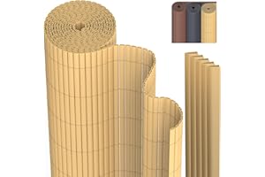 PVC Sichtschutzmatte Sichtschutzzaun 90 x 400 cm Privatsphäre Wetterfest für Garten, Balkon und Terrasse, Sichtschutz mit Strukturierte Oberfläche, Balkonumrandung mit Kabelbindern & Abdeckung