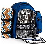 CampFeuer Zaino da picnic da 32 pezzi | set da picnic per 4 persone | con supporto per bottiglie, coperta da picnic, scompart