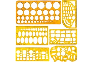 Zeuwets Modèles de Mesure en Plastique, 6 Pcs Pochoirs Géométriques, Gabarits de Cercle, Règle de Dessin Géométrique, Modèle de Construction, Coffrage Règles Claires pour École, Bureau, Construction