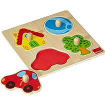 Holz Steckpuzzle Für Babys - Montessori Lernspielzeug Mit 12 Formen & Knaufgriffen