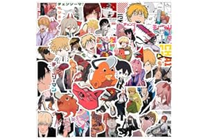 SANMATIC 50 sztuk Chainsaw Man mieszane naklejki anime na laptopa, zderzak, deskorolkę, butelki z wodą, komputer, telefon, zestaw naklejek anime dla dzieci/chłopców