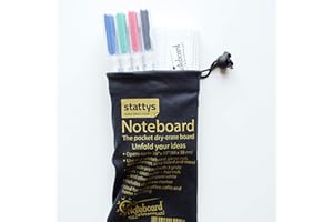 ‎STATTYS Stattys Noteboard – Faltbares Whiteboard im Taschenformat mit 4 trocken abwischbaren Markern