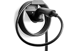 ETTERR Soporte de Cargador Coche eléctrico. Base, Gancho de Pared, Manguera, Cargador baterias Coche eléctrico, EV, Organizador Cables, Accesorios Coche, Accesorios Moto. (Negro)