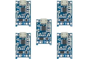 STARMAKER 5pcs TP4056 Micro USB Module Caricabatteria 18650 USB 5V 1A LiPo batteria 3.7V con protezione da cortocircuito e anti scarica profonda (5pcs Micro-USB)