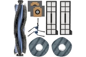 MIBUMIKI (9 Piezas) Repuestos para Eufy X10 Pro Omni Robot Aspirador Kit de Accesorios, 1 Cepillo de Rodillo, 2 Filtros HEPA, 2 Bolsas de Polvo, 2 Cepillos Laterales, 2 Almohadillas de Mopa