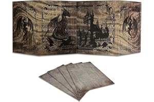 Dungeon Master-skärm - DOJA Hobbies - Vikbar DM-skärm 4 paneler slät finish, med fickor och medföljande anpassningsbara mallar, tillbehör för Dungeons and Dragons och rollspel