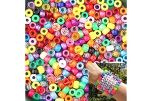 ZesNice 1000 pcs Pony Beads for Bracelet Making, Pony Beads Bulk for Crafting Jewelry Making, Kandi Beads Hair Beads for Braids for Kids