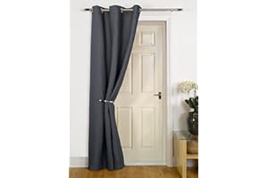UMLOUT "Ontario" Charcoal Thermal Winter Quilted Door Curtain- Saves Energy, Reduce Draughts, Lower Bills