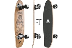 Apollo Fancy Board, midi Cruiser comme BOAD Complet, 70cm (30x8), Mini Long kicktail maniable en Bois Vintage Cruiser Board avec roulements à Billes ABEC 9 Haute Vitesse