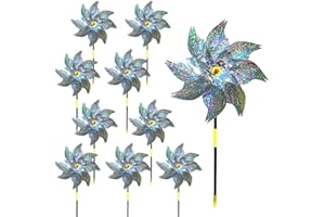 Shengruili 10 Pezzi Mulino a Vento Repellente per Uccelli,Spavento Riflettente degli Uccelli,Decorazione da Giardino Repellente per Uccelli,Repellente per Uccelli Girandole