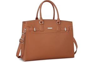 IGOLUMON Bolso de Mujer Grande Bolso Universidad Mujer Cuero PU Bolso Portatil Mujer 15.6 Pulgadas para ordenador Impermeable shopper Bolso Tote Marrón