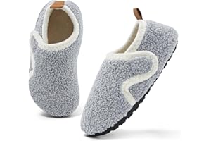 MK MATT KEELY Kids Slippers Boys Girls Cosy House Slippers Toddlers Non Slip Barefoot Slippers with Hook and Loop