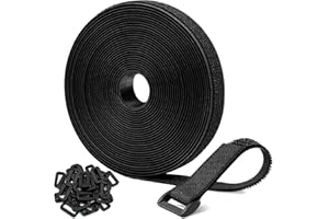 HASA zone 100 Pezzi Fascette Cavi 12x150mm, Stringicavi Riutilizzabili e Regolabili per Organizzazione dei Cavi a Casa e in Ufficio - Nylon (8M Fascette+30 Fibbie)