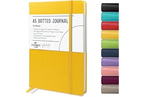 Stationery Island Cuaderno Punteado A5 Notebook Amarilla Girasol - Libreta A5 Bullet Dotted Journal Puntos de Tapa Dura Con 180 Páginas 120gsm Papel para Notas, Planificación, Estudio, Viajes, Diario