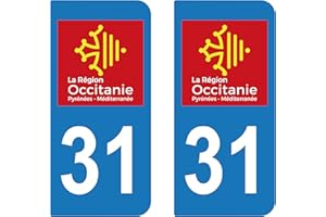 supstick 2 STICKERS AUTOCOLLANT PLAQUE IMMATRICULATION DEPT 31 région Occitanie
