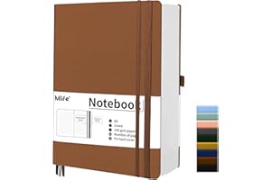 Mlife B5 Line Diario Ispessito, Taccuino con 360 Pagine, Carta Spessa 100g/m² Resistente all'inchiostro, Quaderni Con Tasca Pieghevole Per Ufficio Scuola Casa Scrittura E Note(Marrone)