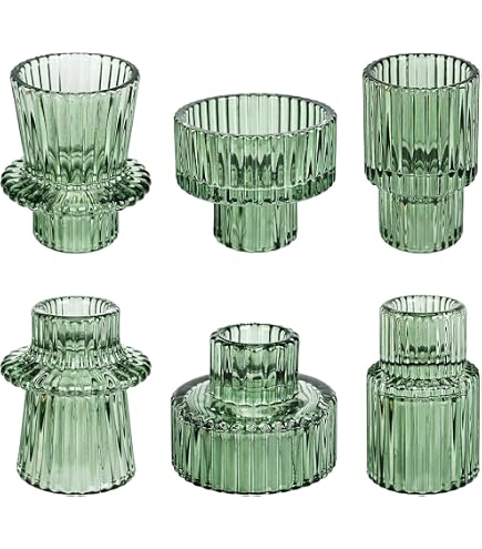 Logbuch-Verlag 3 portacandele in vetro, motivo foglie, verde, ginkgo, felce, matrimonio, decorazione da tavolo, 7 x 9 cm, decorazione da giardino esotica