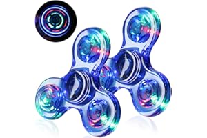 SCIONE 2PCS Crystal LED Light Fidget Spinner per bambini, Light Up Fidget Toys per bambini, Glow in the Dark Party Bag Fillers per bambini adulti (Crystal- Blu)