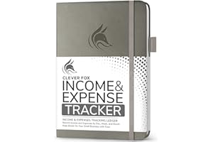 Clever Fox Income & Expense Tracker – Accounting & Bookkeeping Ledger Book for Small Business – 1-Year Record Notebook, A5 (Gray)