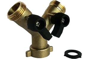 SOMATHERM FOR YOU - Dérivation 2 voies Ecrou Tournant 20/27 M20/27 avec Vannes d'arrêt 1/4 de tour - Raccord Laiton 20/27 en Y pour Alimentation de 2 Appareils Sanitaires 20/27