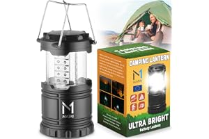 Mata1 LED Camping Lanterns (Black, 2 PK), Emergency Lights for Power Outages, Long-Lasting Battery-Powered Collapsible Lamps