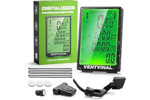 ‎VENTVINAL VENTVINAL Fahrradcomputer Digital,wasserdichte 3.2-Zoll-HD-Bildschirm,31 Funktionen,kabelloses Aufwecken, Hintergrundbeleuchtung,Fahrrad Tacho Kinder schnelle Anzeige