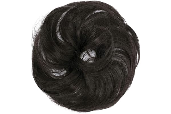 CAISHA Pièce De Cheveux Cheveux Cravate Chignons Coiffures De Mariée Volumineux Chignon Désordonné Légèrement Ondulé Marron Foncé G3B