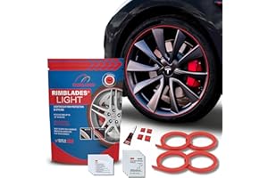Rimblades Light Red Alloy Wheel Protectors - Fits Up to 22” x 4 Wheels | For Flat Edge Wheels | 8 Colour Options | Easy DIY Fit | Car Exterior Accessory