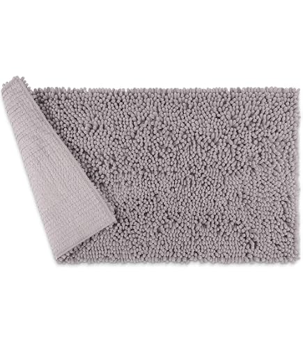 Tappeto Da Bagno LUMI In Ciniglia, 43x76 Cm, Ultra Assorbente, Antiscivolo, Grigio