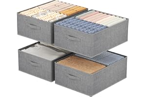Lifewit Groß 4er Set Aufbewahrungsboxen, 50 x 40 x 20 cm Faltbarer Schrank Aufbewahrungskorb mit EntfernbareTrennwand, Stoff Kleiderschrank Organizer -Aufbewahrung Boxen für Kleidung, Hosen, Socken