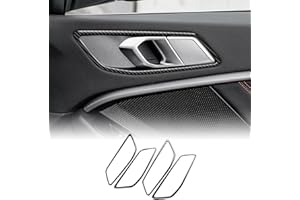 KUNGKIC for BMW 1 Series F40 / 2 Series F44 2020-2024 Accessories Carbon Fibre Interior Trim Car Inner Door Handle Panel Sticker Self-Adhesive Decal Cool Auto Parts RHD (Black)