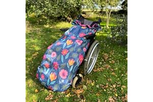 BundleBean - Fleece-Lined Wheelchair Cosy Cover (Floral) - Adult Size 100% Waterproof Rain Cover for Wheelchair Users, Universal Fit for Manual and Powered Wheelchairs, Easy to Fit, Blanket